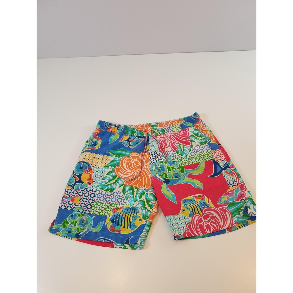 Peter Millar Swim Trunks Mens Medium Tropical Fish Floral AOP Mesh Lined